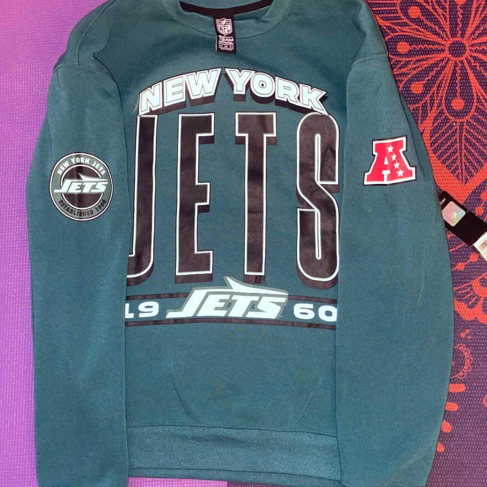 JETS LICENSED NFL Team Apparel New York Jets Football Crewneck SweatSh Men M NWT